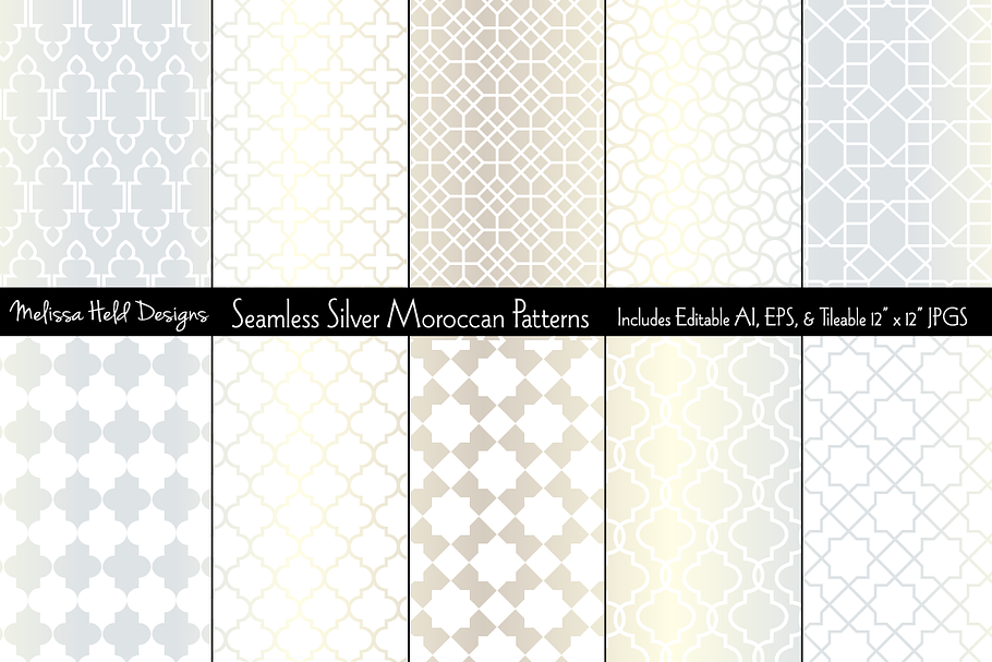 Seamless Silver Moroccan Patterns