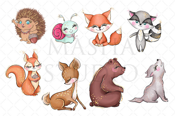 FOREST FRIENDS Clipart in Illustrations - product preview 4