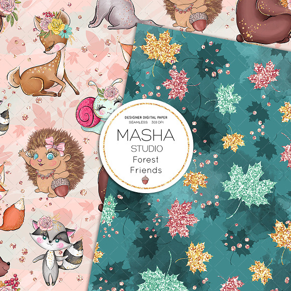 FOREST ANIMALS digital papers in Patterns - product preview 2