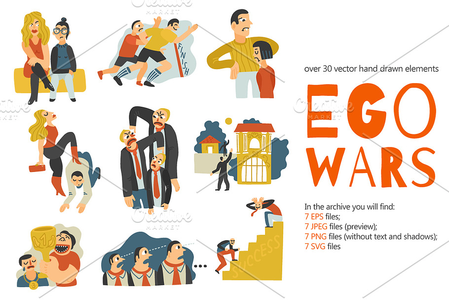Human Ego Wars Concept Set in Illustrations - product preview 8