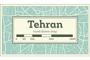Tehran Iran Map in Retro Style.