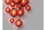 3d Chinese hanging lanterns.
