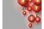 3d Chinese hanging lanterns.