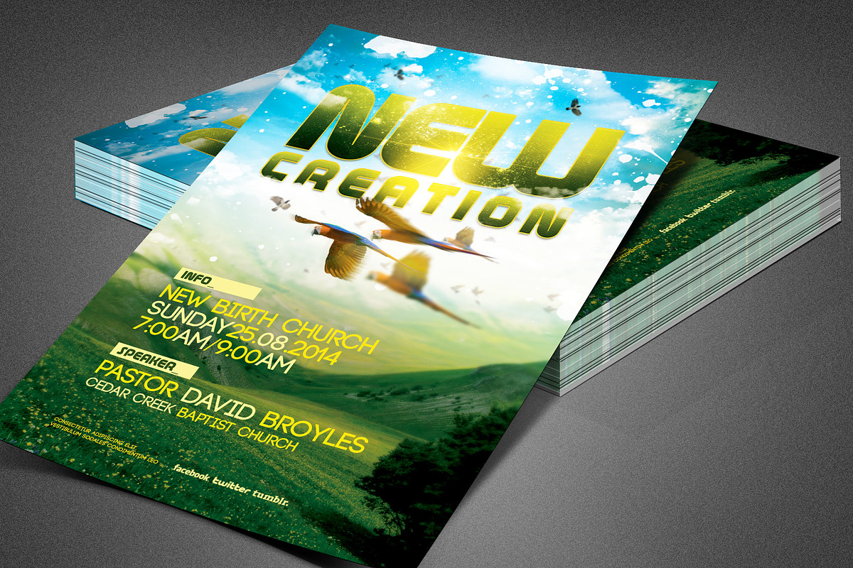 New Creation Church Flyer Template in Invitation Templates - product preview 8