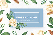 Watercolor Magnolia Flowers Set