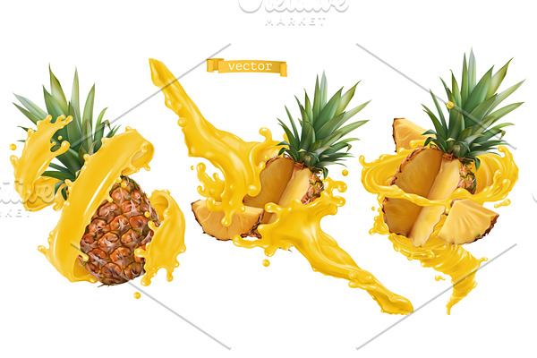 Pineapple juice. Fruit splashes