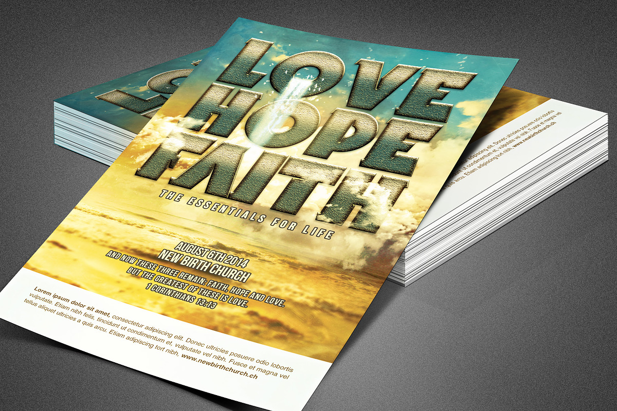 Love Hope Faith Church Flyer in Invitation Templates - product preview 8