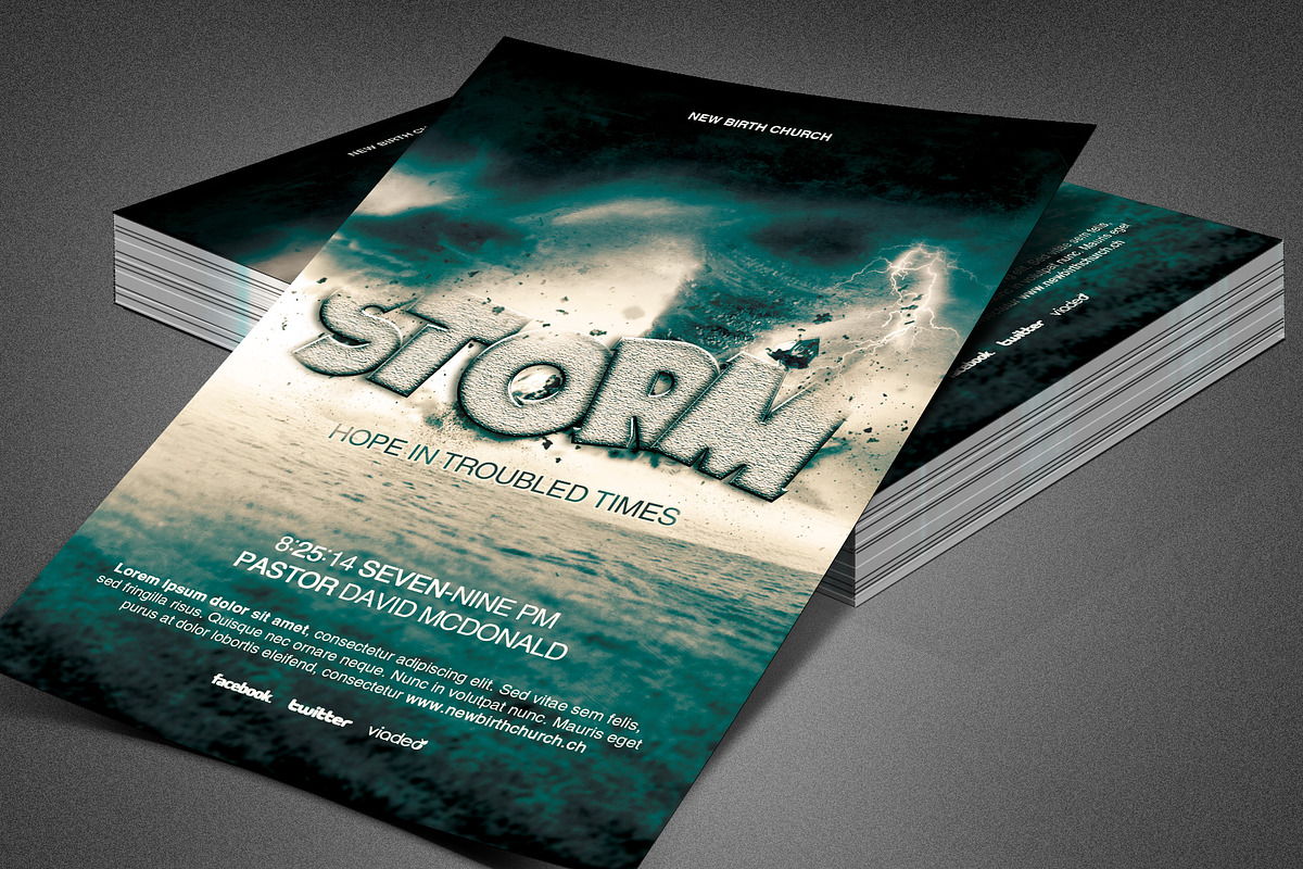 Storm Church Flyer Template in Invitation Templates - product preview 8
