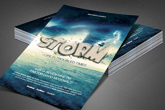 Storm Church Flyer Template in Invitation Templates - product preview 1