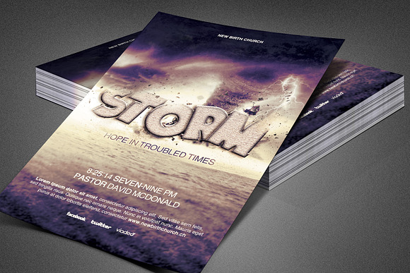 Storm Church Flyer Template in Invitation Templates - product preview 2