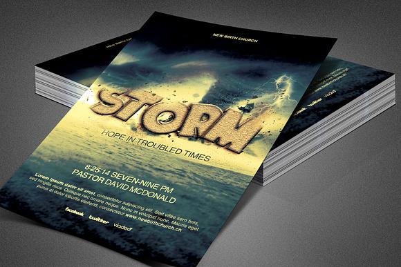 Storm Church Flyer Template in Invitation Templates - product preview 3