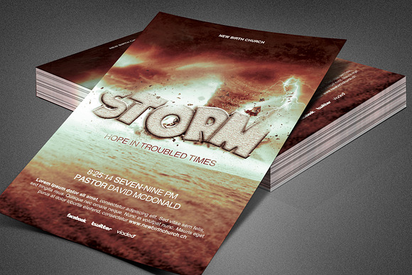 Storm Church Flyer Template in Invitation Templates - product preview 4