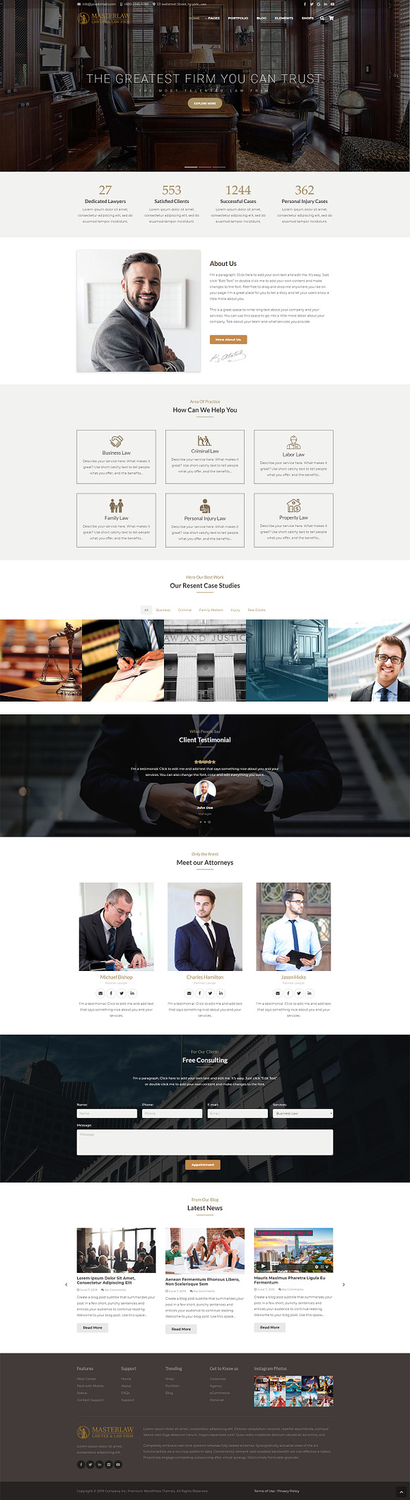 Masterlaw – Lawyers & Law Firm Theme in WordPress Business Themes - product preview 1