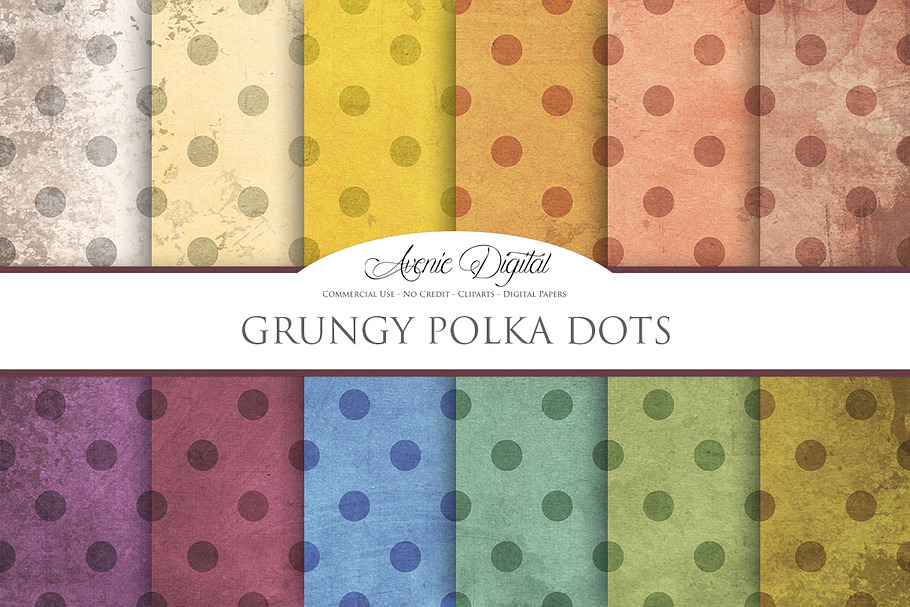 Grungy Polka Dot Digital Paper in Textures - product preview 8