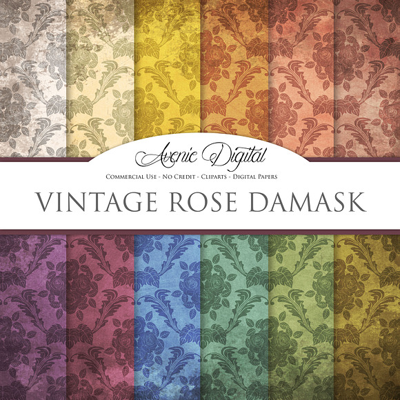 Grungy Damask Textures in Textures - product preview 1