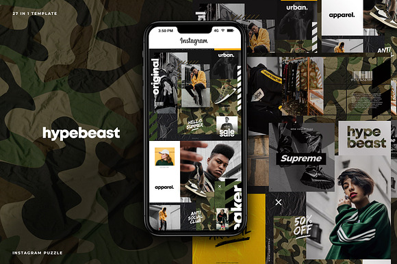 Hypebeast - Instagram puzzle in Instagram Templates - product preview 3