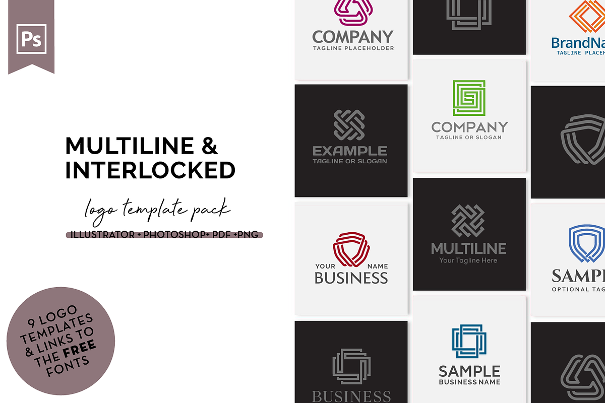 Multiline Logo Set in Logo Templates - product preview 8