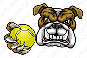 Bulldog Dog Holding Tennis Ball