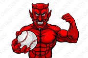 Devil Baseball Sports Mascot Holding