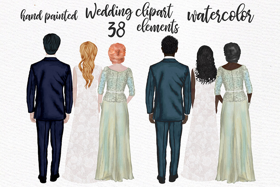 Bride clipart Wedding people in Illustrations - product preview 8