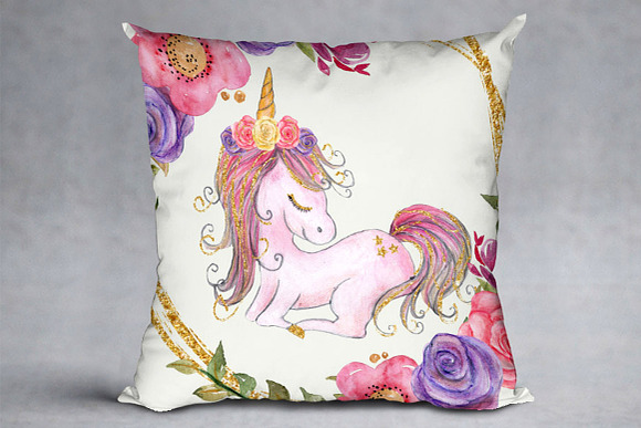Rainbow Unicorn Clipart Girls in Illustrations - product preview 3