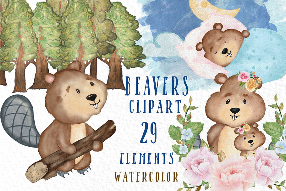 Beaver clipart Cute forest animals