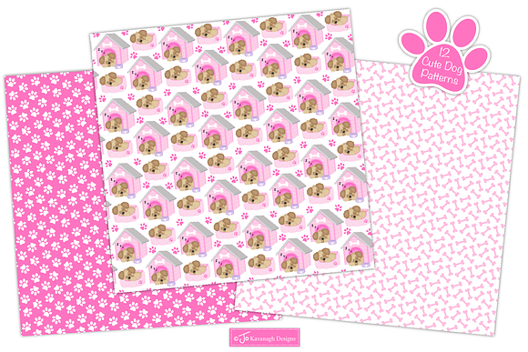 Cute Dog Digital Paper -P41 in Patterns - product preview 1