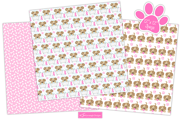 Cute Dog Digital Paper -P41 in Patterns - product preview 3