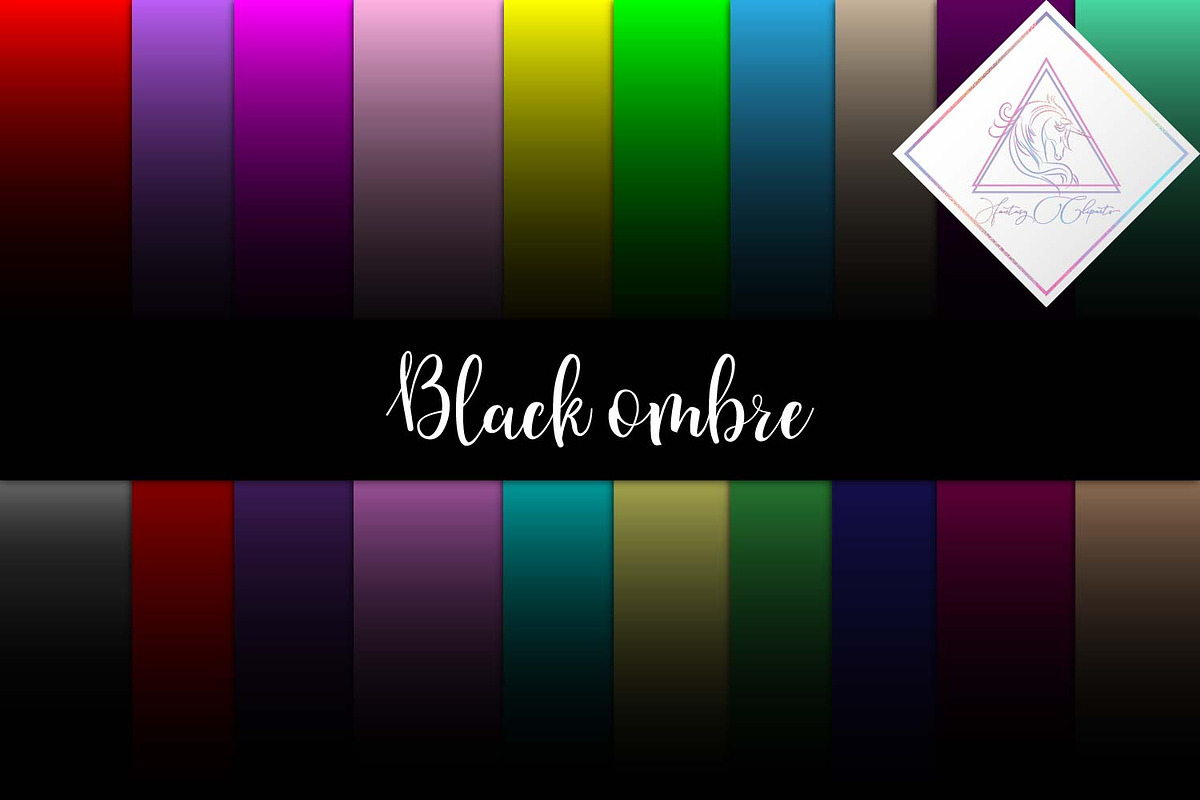 Black ombre digital paper in Textures - product preview 8