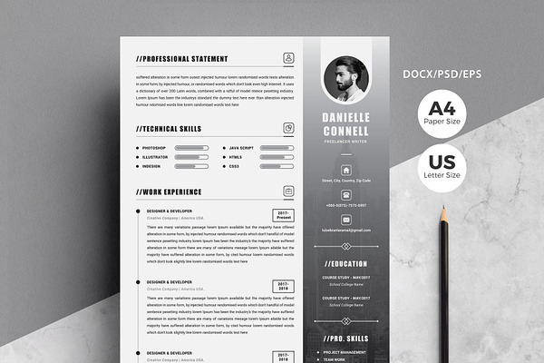 Resume Template | 4 Pages Modern Cv