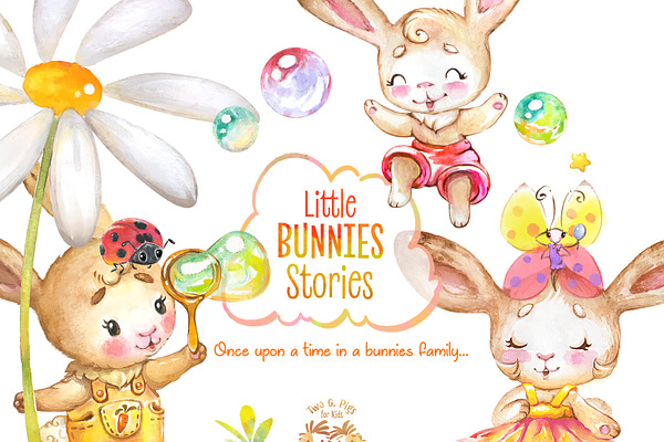 Little Bunnies. Watercolor Stories