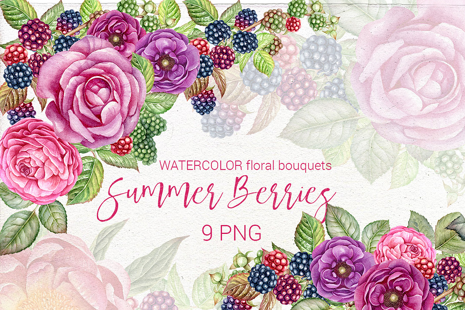Watercolor Summer bouquets. in Illustrations - product preview 8