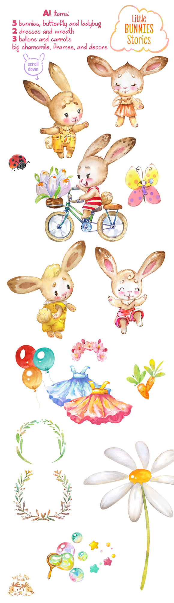 Little Bunnies. Watercolor Stories in Illustrations - product preview 3