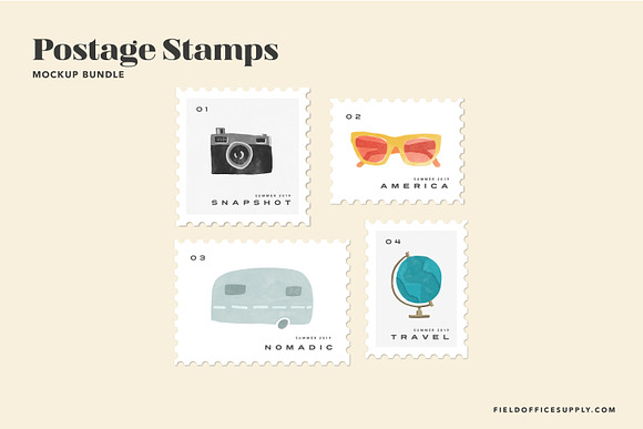 Postage Stamp Mockup Bundle in Product Mockups - product preview 2