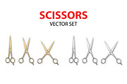 Metal Scissors. Vector set.