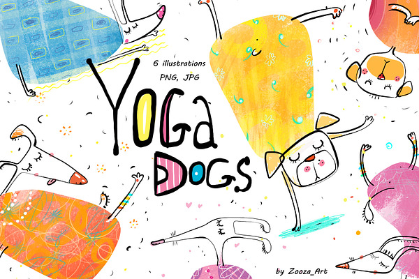 Yoga Dogs - 6 illustrations