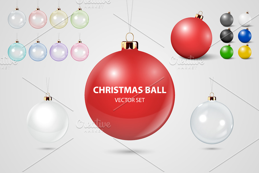 Christmas ball. Vector set. in Illustrations - product preview 8