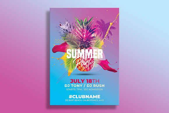 Summer Party Flyer Template in Flyer Templates - product preview 1