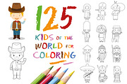 125x Kids of the World for Coloring