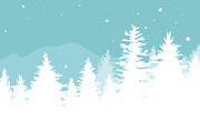 Fir trees in winter Christmas card