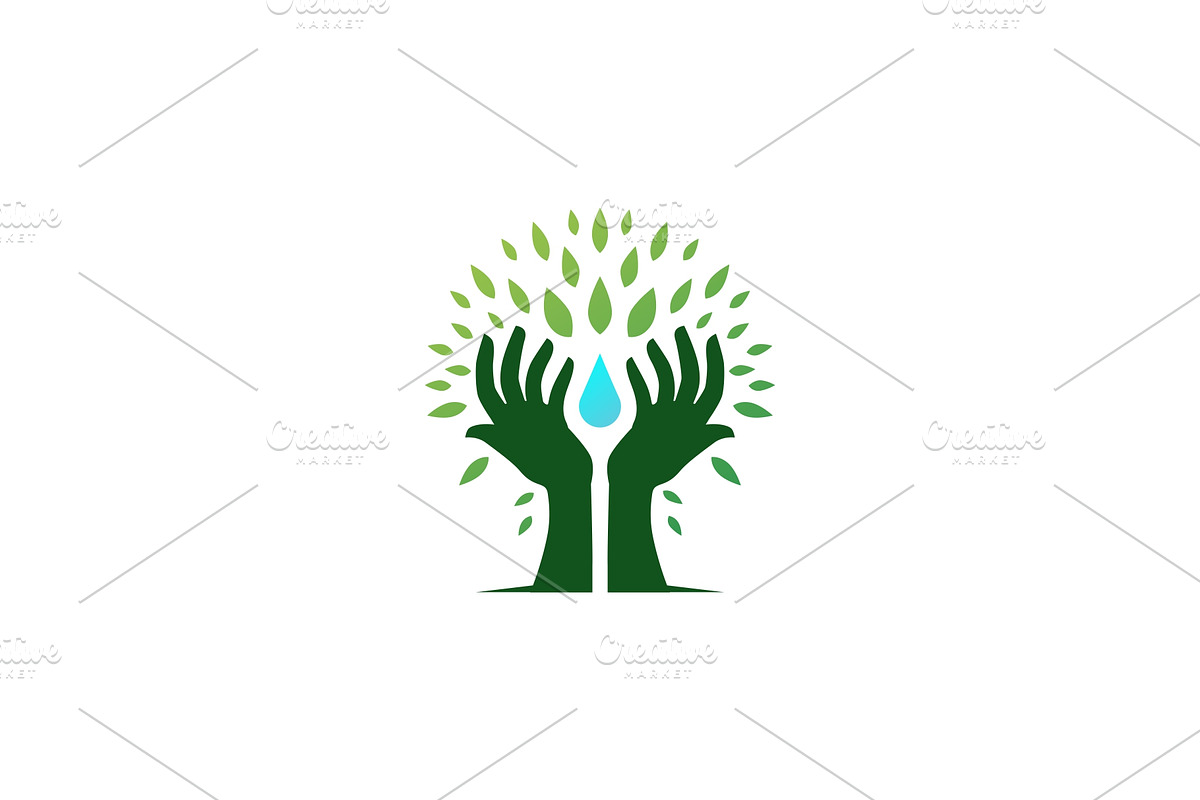 hand tree hold water drop leaf logo in Logo Templates - product preview 8