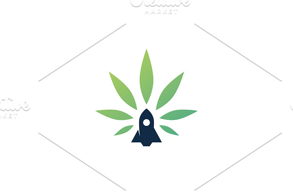 cannabis rocket launch logo vector