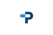 p letter pill logo vector icon