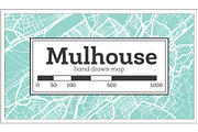 Mulhouse France City Map in Retro