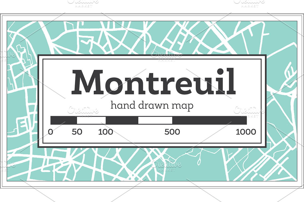 Montreuil France City Map in Retro in Illustrations - product preview 8