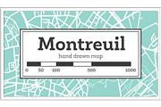 Montreuil France City Map in Retro