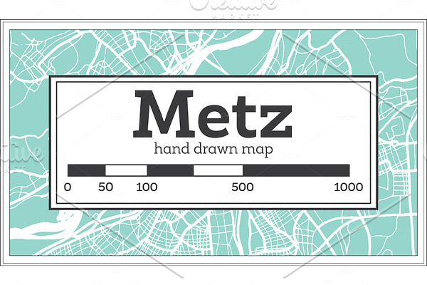 Metz France City Map in Retro Style.