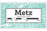 Metz France City Map in Retro Style.