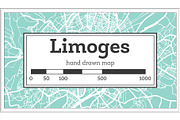 Limoges France City Map in Retro