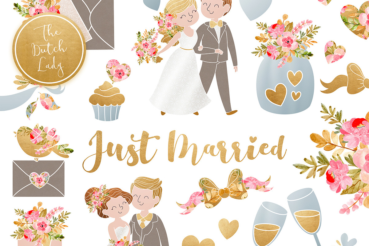 Wedding Day & Marriage Clipart Set in Illustrations - product preview 8